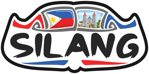 Silang Philippines Flag Travel Souvenir Sticker Skyline Landmark Logo Badge Stamp Seal Emblem EPS