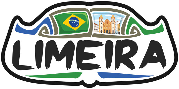 Limeira Brazil Flag Travel Souvenir Sticker Skyline Landmark Logo Badge Stamp Seal Emblem EPS