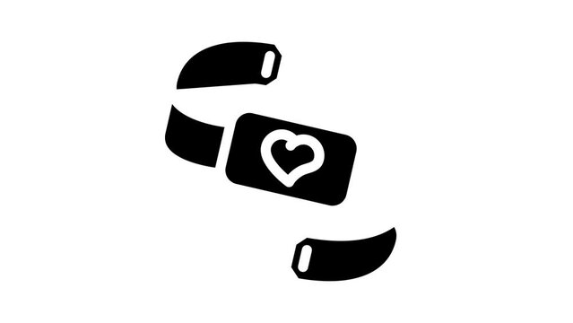 cardio tape with heart glyph icon animation