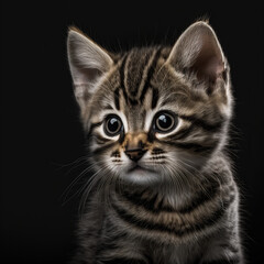 closeup portrait of a tabby kitten