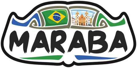 Maraba Brazil Flag Travel Souvenir Sticker Skyline Landmark Logo Badge Stamp Seal Emblem EPS