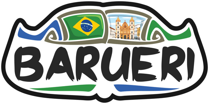 Barueri Brazil Flag Travel Souvenir Sticker Skyline Landmark Logo Badge Stamp Seal Emblem EPS