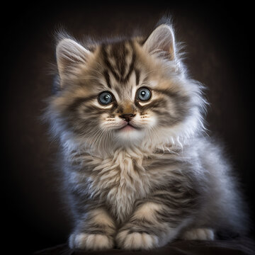 closeup portrait of a ragamuffin kitten