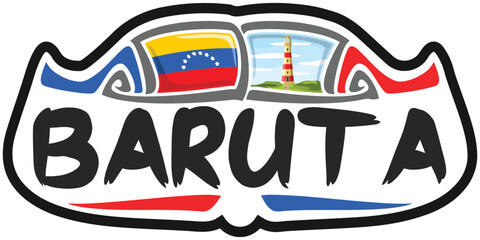 Baruta Venezuela Flag Travel Souvenir Sticker Skyline Landmark Logo Badge Stamp Seal Emblem Coat of Arms Vector Illustration SVG EPS