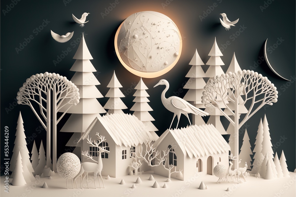 Wall mural Digital illustration about Christmas imagery.