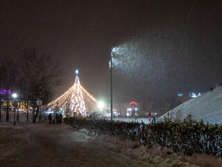 christmas tree at night