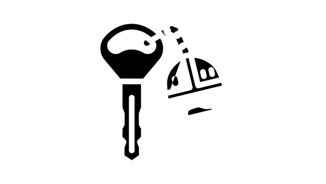 car key with fob glyph icon animation