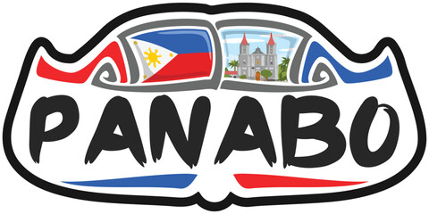 Panabo Philippines Flag Travel Souvenir Sticker Skyline Landmark Logo Badge Stamp Seal Emblem Coat of Arms Vector Illustration SVG EPS