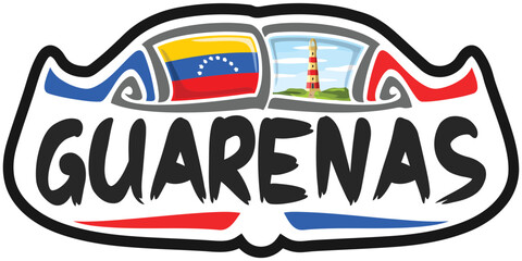 Guarenas Venezuela Flag Travel Souvenir Sticker Skyline Landmark Logo Badge Stamp Seal Emblem Coat of Arms Vector Illustration SVG EPS