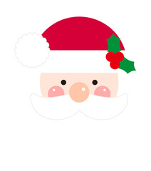 Cute santa grandfather illustration in christmas concept. Santa Claus has a beard, wears a red fur hat and is smiling.