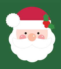 Cute santa grandfather illustration in christmas concept. Santa Claus has a beard, wears a red fur hat and is smiling.