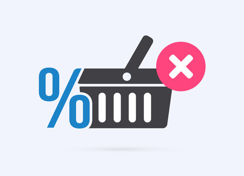 Shopping Cart Abandonment Rate Software Concept Icon. Ecommerce Metrics - Sales Conversion Rate With Shopping Cart, Business Icon Concept Isolated On White Background