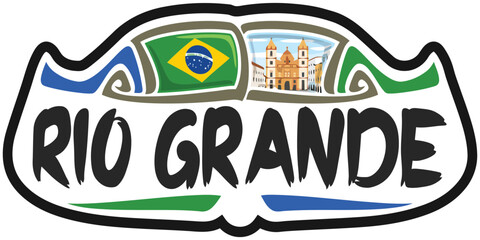 Rio Grande Brazil Flag Travel Souvenir Sticker Skyline Landmark Logo Badge Stamp Seal Emblem Coat of Arms Vector Illustration SVG EPS