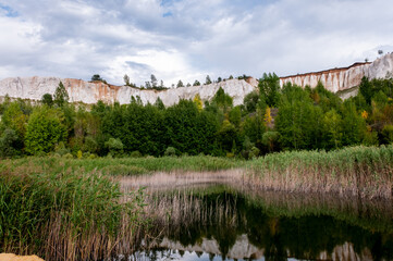Fototapeta na wymiar Summer landscape: a lake in a former pit called the White Well near the city of Voronezh