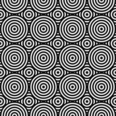 Abstract Rounded line art seamless pattern in black and white.Black and white geometric circle impossible background seamless pattern. Round vector illustration for greeting cards.Seamless circle.