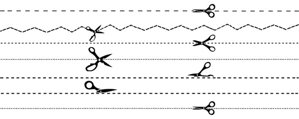 Coupon for scissors icons cut line or dash for paper cutting eps10