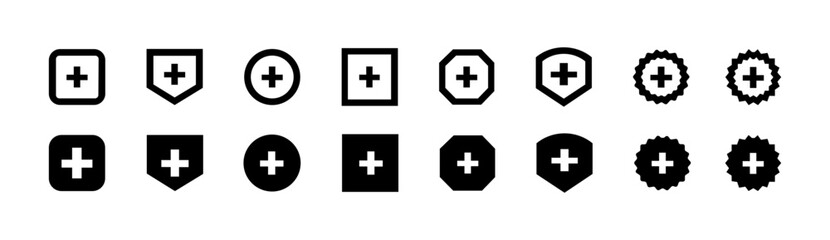 Obraz premium SHIELD LOGO WITH CROSS VECTOR COLLECTION FOR HOSPITAL OR MEDICAL set Vector eps10