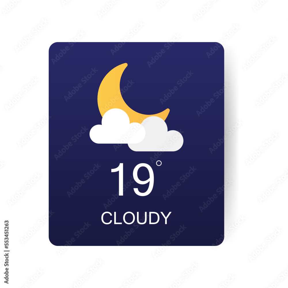 Wall mural cloudy weather. card for a weather widget. designed in vector isolated on white background. vector i