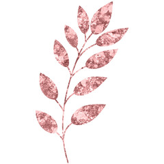 Rose Gold Glitter Hand Drawn Flower Leaves Decorative Element