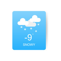 Snowy weather. Card for a weather widget. Designed in vector isolated on white background. Vector illustration concept