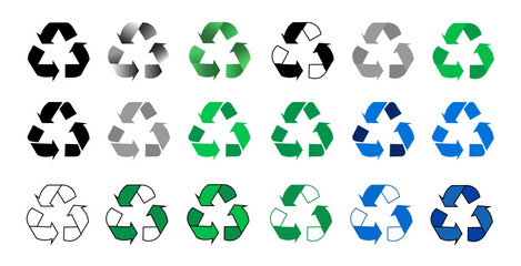 icon set of garbage recycling symbol of different shapes eps10