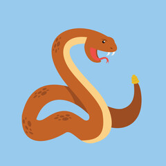Fototapeta premium Rattlesnake up - illustration, vector, cartoon
