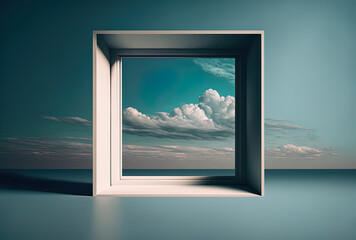 minimalistic sky and window backdrop. Generative AI