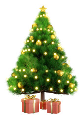 Fototapeta na wymiar Decorated christmas tree with gifts box.