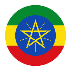 Ethiopia Flat Rounded Flag with Transparent Background