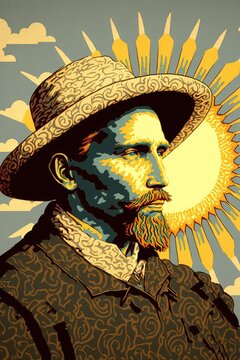 Portrait of a man. Vincent Willem van Gogh. Generative AI.