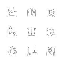 Set line icons of acupuncture