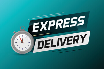 Express delivery word concept vector illustration with stopwatch style for use landing page, template, ui, web, mobile app, poster, banner, flyer, background, gift card, coupon, label