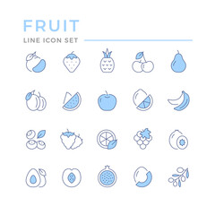 Set color line outline icons of fruit