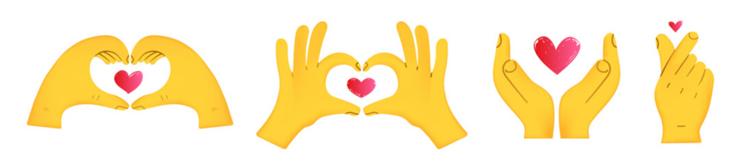 Heart shapes with hand gestures. Valentine day and expressions of love with two hands. Love message with hand gestures.