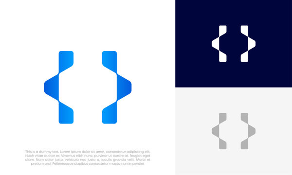 Programming coding, code simple logo design vector