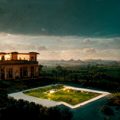 view of the palace of arts at night