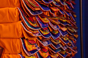 Ornate fabric inside Tibetan Mongolian Buddhist shrine