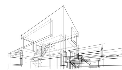 architectural sketch of a house © Olha_And
