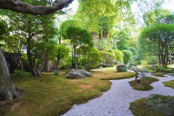 [Japan] The Japanese dry garden or Japanese rock garden in Hokoku-ji Temple (Kamakura city,...
