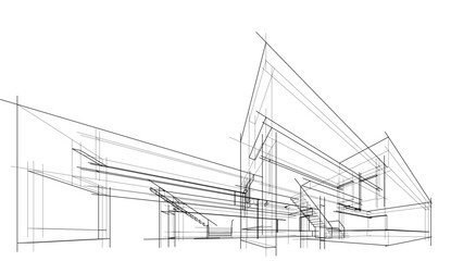 architectural sketch of a house