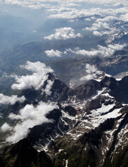 Beautiful view of the alps from a plane