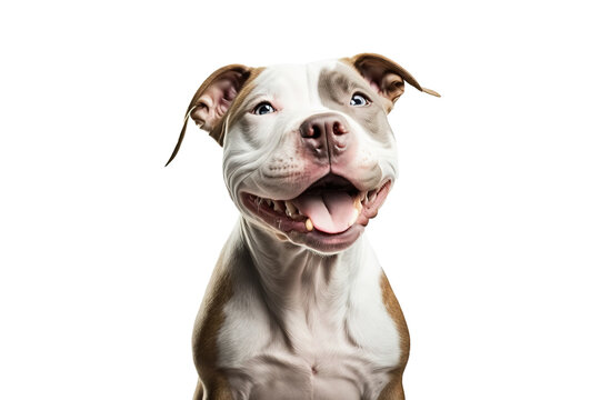 Happy Pitbull dog smiling on isolated on transparent background. Portrait of a cute Pitbull dog. Digital art