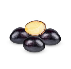 Thai chestnut, chinese chestnut,  seven sisters' fruit, Sterculia nobilis) fruit. Tasty with good benefits and hight vitamins isolated on transparent background (.PNG)