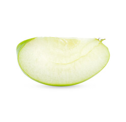 Fresh green apple sliced isolated on transparent background (.PNG)