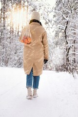 Fototapeta na wymiar Women with snow