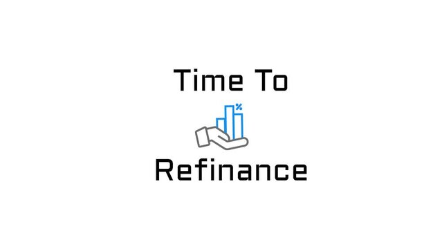Time to refinance text icon animation on white background