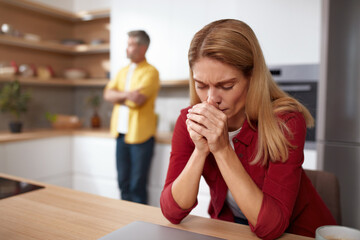 Senior Couple Having Argument. Angry Spouses Don't Speak With Each Other. Frustrated Husband And Annoyed Wife Quarrelling About Bad Marriage Relationships