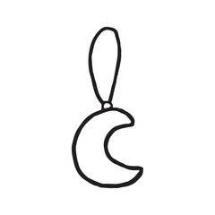 illustration of a Christmas tree toy in shape of moon