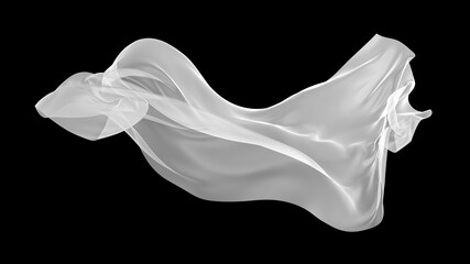 White fabric textile on wind. cloth fluttering