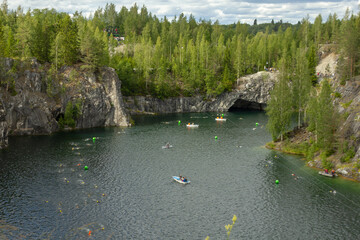 Marble canyon in the mountain park Ruskeala, Karelia, Russia